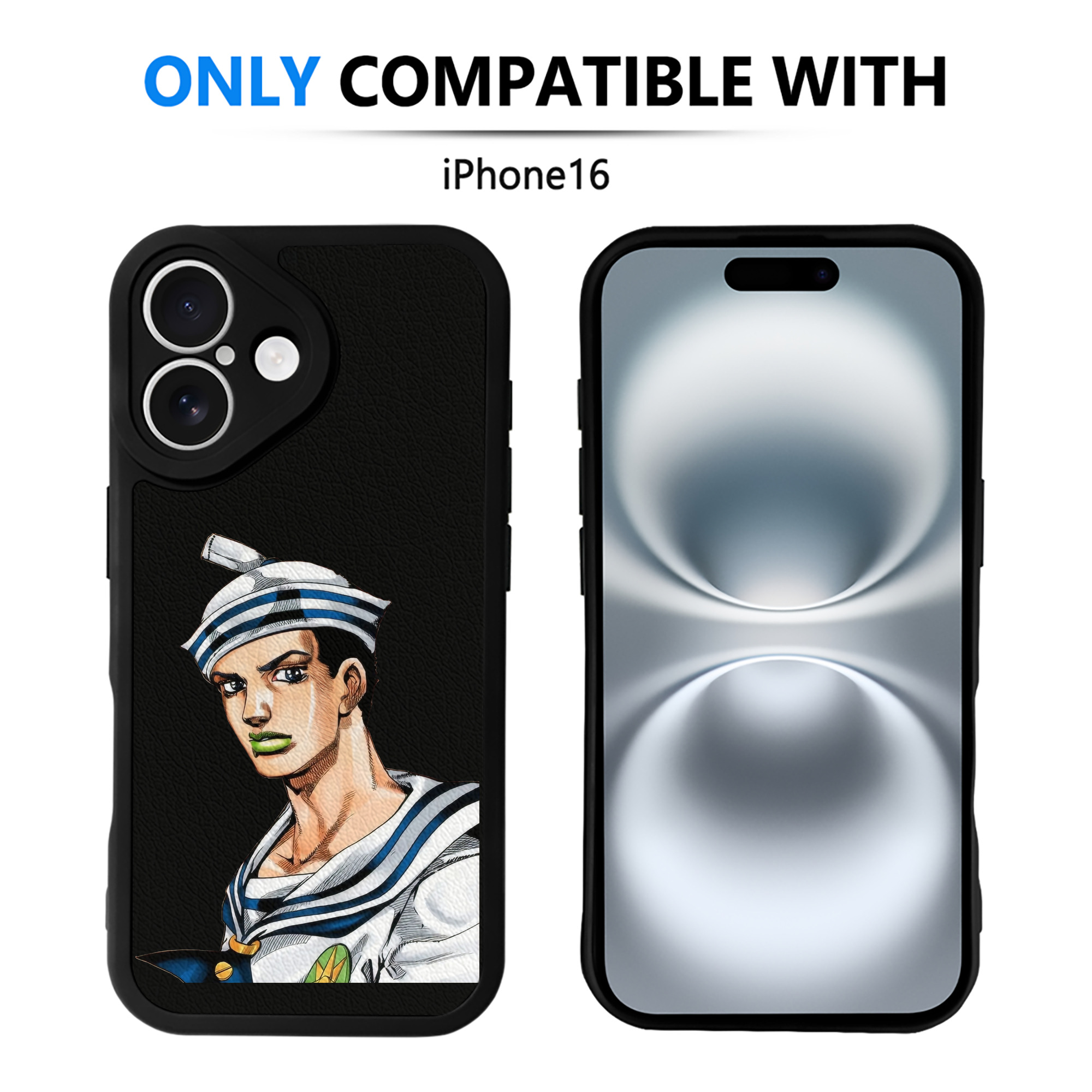 （画像用） ジョジョの奇妙な冒険 東方定助 JoJo's Bizarre Adventure Higashikata Josuke 【iPhone 16シリーズ対応】シリコンスマホケース（レザー調） 材質：シリコン